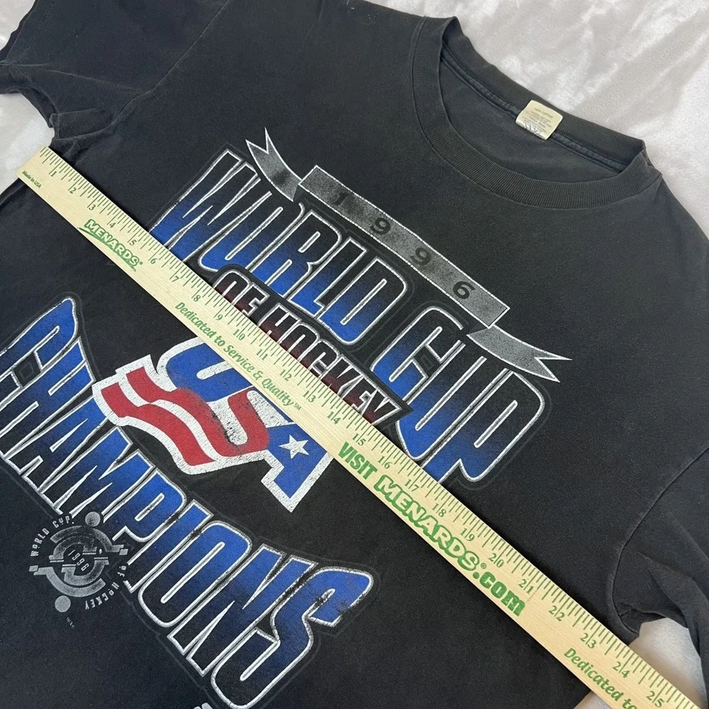 Vintage Starter USA Hockey Shirt Mens Large Black World‎ Cup Champions NHL